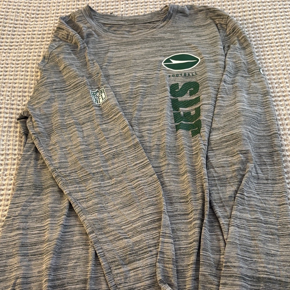 Nike Gray Long Sleeve Shirt with Green Logo